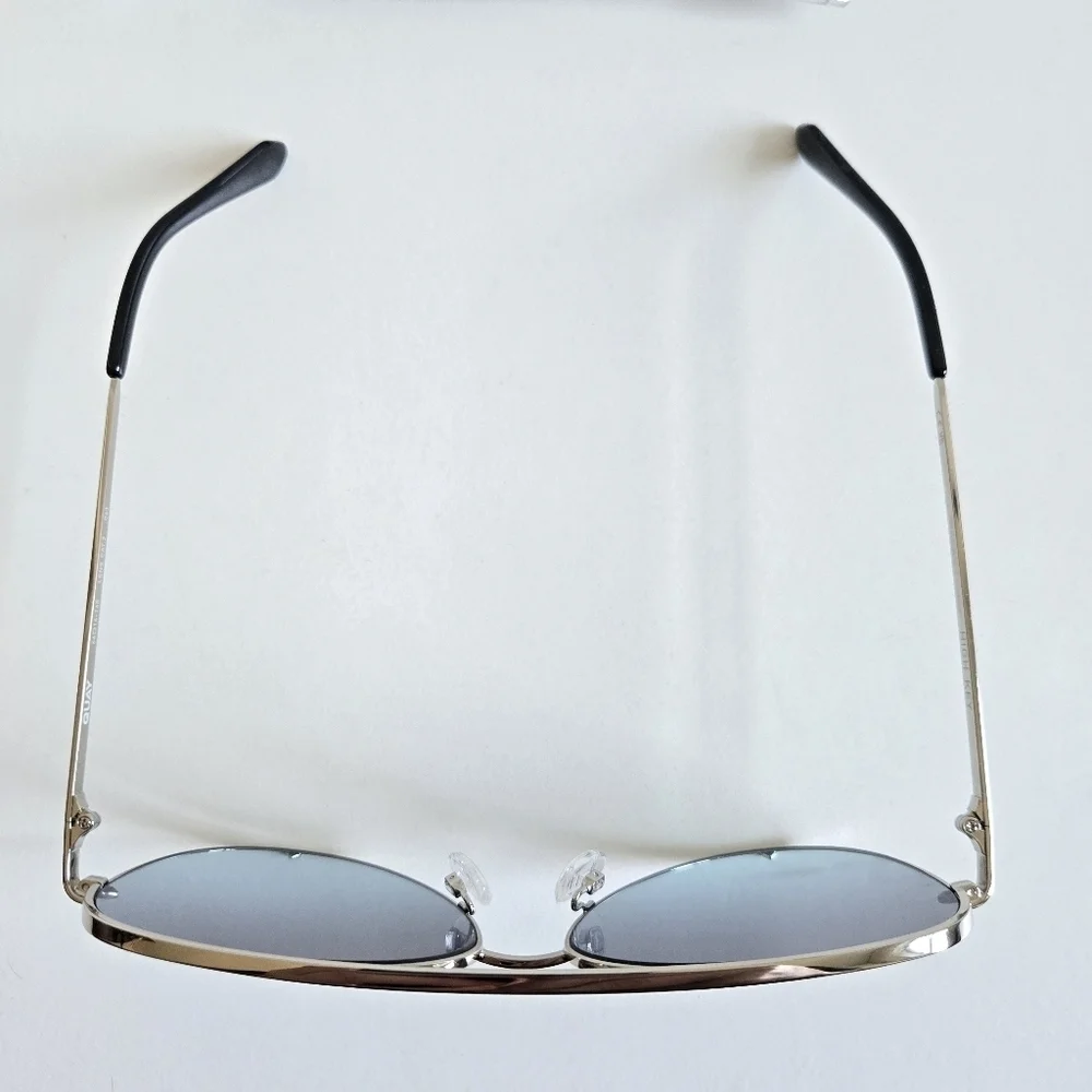 New Quay Unisex High Key Silver/Grey Light Turquoise Oversize Aviator Sunglasses